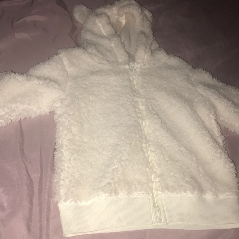 White/pink/black fur jacket